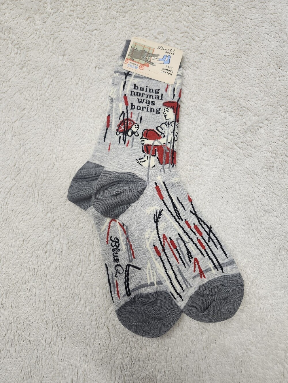 • Blue Q Socks Novelty Being Normal Was Boring Turtle Women's Crew Socks Sz 5-10